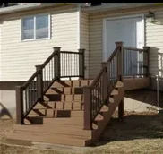 New composite deck stairs with wrapped posts